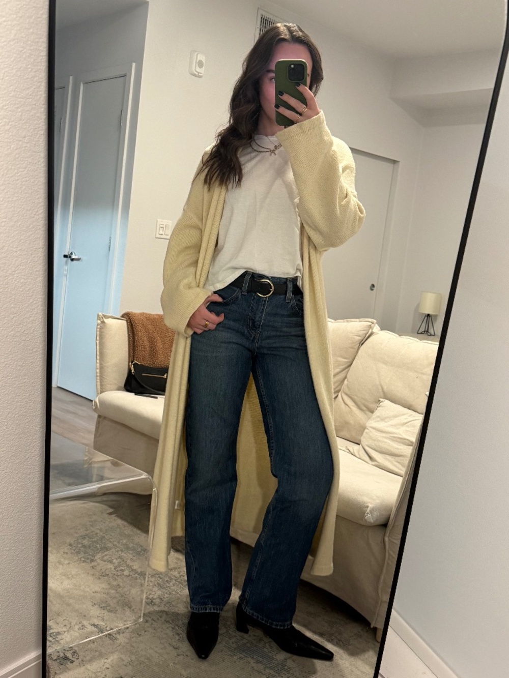 SET Active Jersey Knit Longline Cardigan in Bone (Size XS/S)